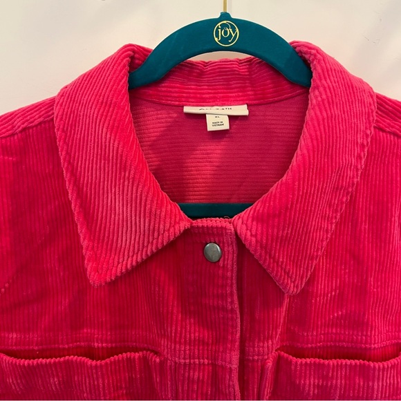 ON 34th Like NEW Vibrant Hot Pink Wide Wale Corduroy Snap Up Jacket - Picture 4 of 13